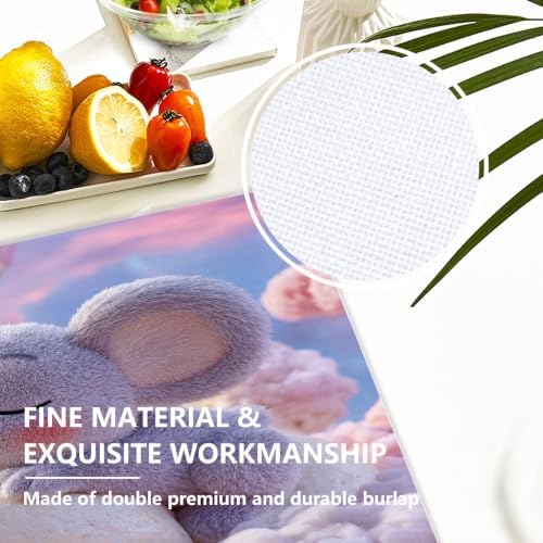 Koala Marshmallow Dreamy Placemats, Cute On Sweet Cloud Place Mats for Dining/Kitchen Table Waterproof Washable Linen Heat Insulation Dinner Table Mats 12X18 in 8 Pcs