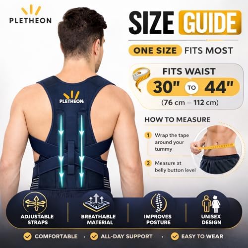 Posture Corrector for Men & Women | Adjustable Upper Back & Shoulder Support Brace for Posture Alignment, Neck & Back Support | Lightweight & Comfortable Daily Wear (Blue)