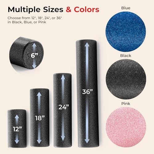 Sunny Health & Fitness 12" Black High-Density Yoga Foam Roller