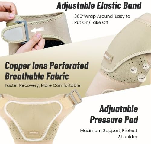 Copper Rotator Cuff Brace for Women&Men, Detachable Shoulder Brace