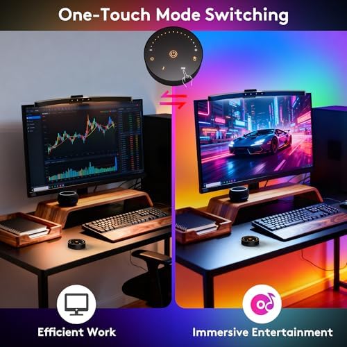 Quntis 17.7'' Curved Monitor Light Bar RGB Backlight with Music Sync, Black