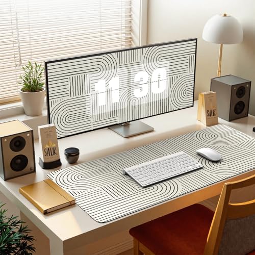 iCasso White Desk Matt for Desktop, Cute Desk Pad Mat, White