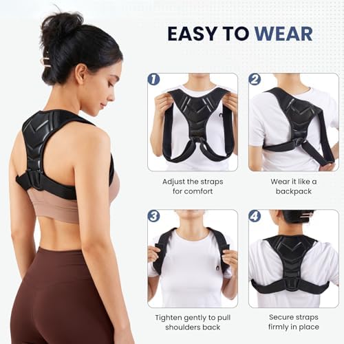 Posture Corrector for Men & Women,back posture corrector for men,posture brace,back straightener posture corrector,Adjustable Upper Back Shoulder Brace, Back Straightener for Neck, Spine Alignment, Improve Posture, Comfortable & Breathable,S/M
