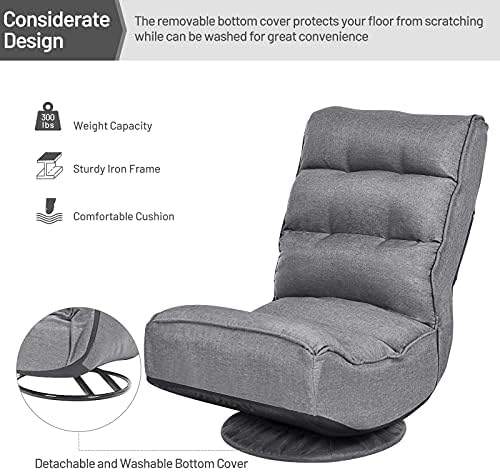 GIANTEX 360 Degree Swivel Gaming Chair, 6 Position Adjustable (Grey)