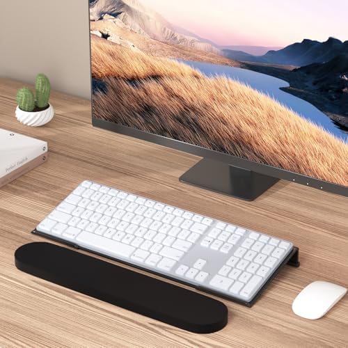 KOTEMON Acrylic Tilted Computer Keyboard Stand for Ergonomic Typing, Keyboard Tray Holder with Silicone Non-Slip Case, Black
