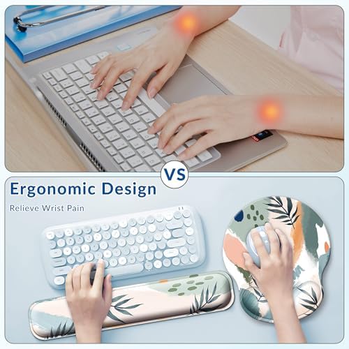 Desk Mat Set Keyboard and Mouse Pad with Wrist Rest Support
