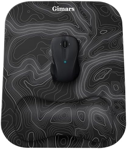 Gimars Large Smooth Superfine Fibre Memory Foam Ergonomic Mouse Pad Wrist Rest Support Mousepad with Nonslip Base for Laptop, Computer, Gaming & Office,Free Coaster Include-Topographic Map