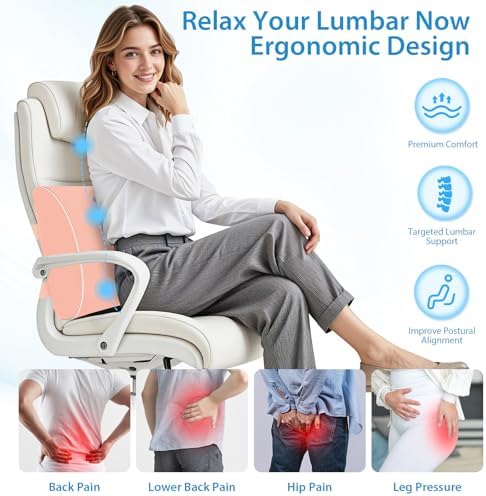SweetSlubr Lumbar Support Pillow for Office Chair, Back Support(Pink,Large)