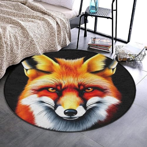 Circular Rugs Large Modern Round Area Rug Fashion Decor Mat for Home Office Fox Art