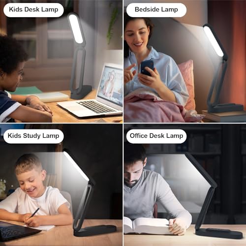 Giryuhd LED Desk Lamp for Office Home & Battery Operated Lamp Rechargeable Lamp Foldable & Portable Light, LED Desk Light Strip, 3 Brightness Dimmable Small Desk Lamp Wireless Reading Lamp