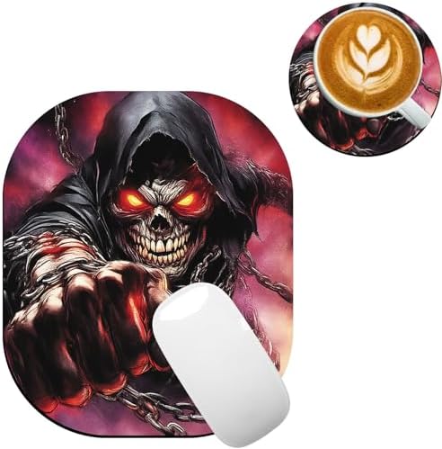 Small Mouse Pad，Mini Mouse Pad 6 x 7 Inch，for Laptop Keyboard Tray Wireless Mouse Home Office Travel，with Non-Slip Rubber Base, Waterproof Mouse Mat，Funny Skull Skeleton