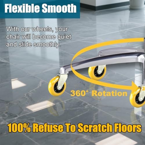 Office Chair Caster Wheels Replacement 3 Inch Roller Blade, Set of 5