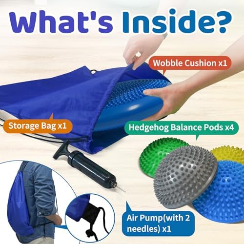 biguphate Wobble Cushion Set with Hedgehog Balance Pods & Pump
