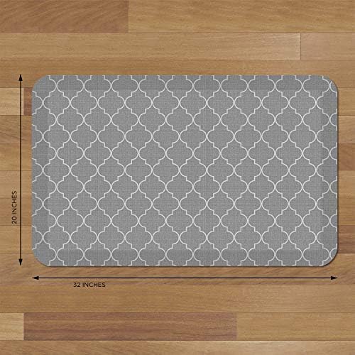 NewLife by GelPro Anti-Fatigue Designer Comfort Kitchen Floor Mat, 20x32”, Trellis Grey Resistant Surface with 3/4” Thick Ergo-Foam Core for Health and Wellness
