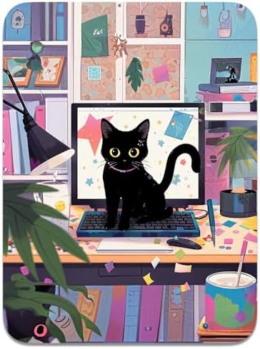 Small Mouse Pad, Mini Mouse Pad 6 x 8 Inch, Thick Rubber Waterproof Mouse Mat, Cute Mousepad for Women Men Wireless Mouse Laptops Home Office, Cat on Keyboard