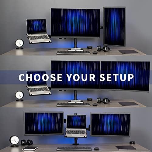 VIVO Dual Monitor + Laptop Mount for 13 to 27 inch Screens and 10 to 15.6 inch Laptops, Triple Screen Viewing, Articulating Arms, Black, STAND-V013L