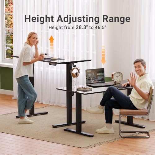 Claiks Glass Standing Desk 40x24 Inch Super Black