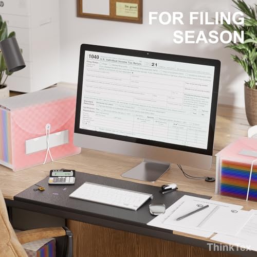 ThinkTex Accordion File Organizer, 26 Pockets Expanding File Folders, Pink
