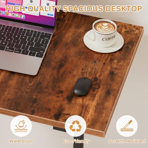 VECELO Small Standing Desk Adjustable Height, Mobile Computer Workstations with Wheels, Portable Rolling Laptop Table for Walking Pad, Home Office, Rustic Brown