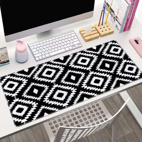 Desk Mat Large Mouse Pad, Black White Geometric Aesthetic XL Mouse Pad Extended Full Desk Gaming Mousepad XL Long Keyboard Mouse Mat Desk Pad 31.5''X11.8'' Desk Accessories for Women Men