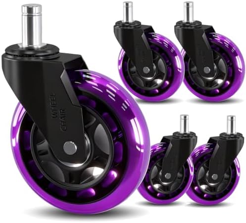 Office Chair Caster Wheels Replacement 3 Inch Roller Blade, Set of 5