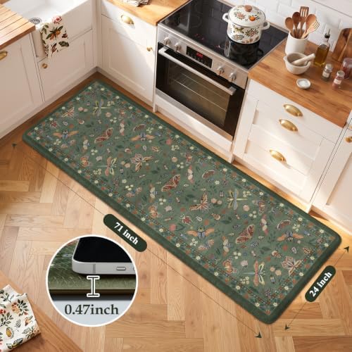 LEEVAN Anti Fatigue Kitchen Mats, Botanical Cushioned Kitchen Runner Rugs