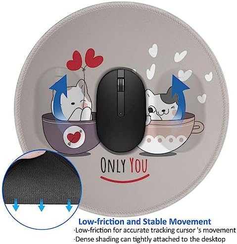 Cute Animal cat with Friend on Coffee Cup cat Mouse pad Cute,Gaming Mouse pad Small Non-Slip Round Mouse Pads for Wireless Mouse,Laptop,Desk