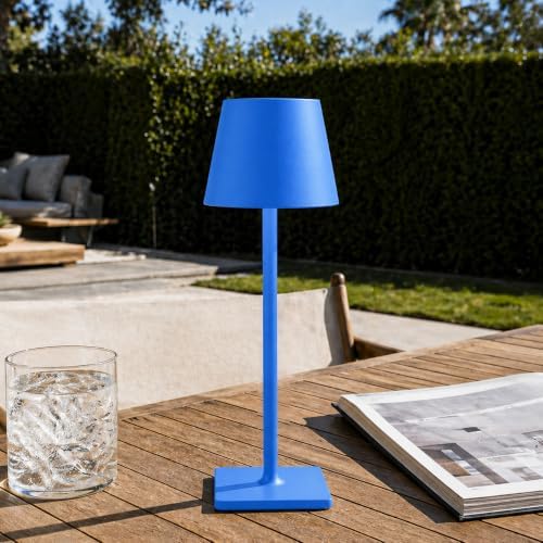 Yogaret Blue Cordless Table Lamp Set of 2, Indoor/Outdoor Table Lamp for Restaurant Home Dinner Patio Pinic