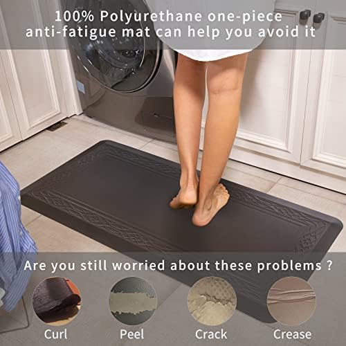 20x 42 Inch Extra Support Anti Fatigue Comfort Kitchen Mat, Waterproof Long Kitchen Runner, Non-Slip Standing Desk Mat, Commercial Pads for Offices, Home, Garages (Bordeaux Coffee, 20'' x 42'')