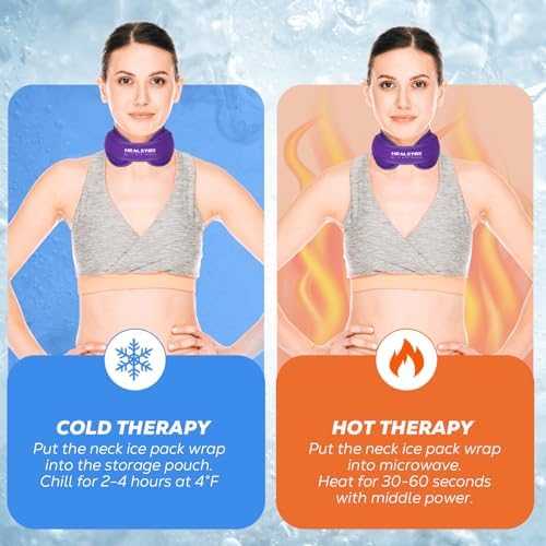 Neck Ice Pack Wrap, Reusable Cold/Hot Gel for Neck Pain, Purple