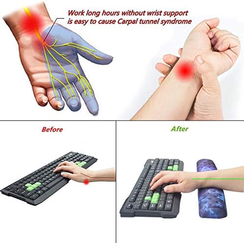 BRILA Keyboard Wrist Rest Support Cushion Pad for Computer, Laptop, Office Work, PC Gaming - Memory Foam Gel with Massage Holes Design - Non-Slip Easy Typing Wrist Pain Relief (Nebula)