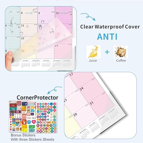 Desk Calendar 2026-2027 - 22" x 17", 18 Month Large Desk Calendar July 2026-2027 Dec, Large Desktop Calendar with Plastic Cover, Thick Paper, Corner Protectors - Colorful (3 Stickers Included)