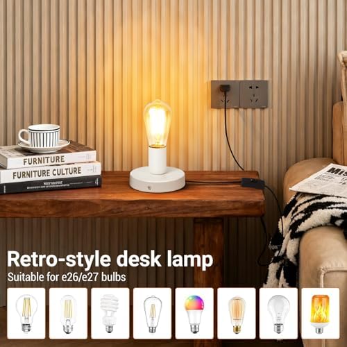 Table Lamp Base, E26/E27 Plug in Lamp Holder with Switch, 2Pcs