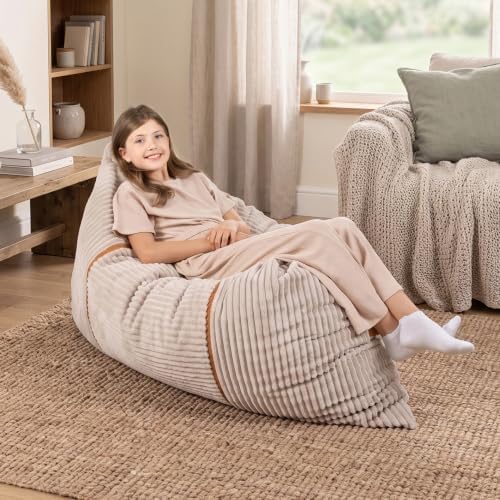 Big Joe Turnabout 3-in-1 Convertible Kids Bean Bag Chair, Vanilla Latte