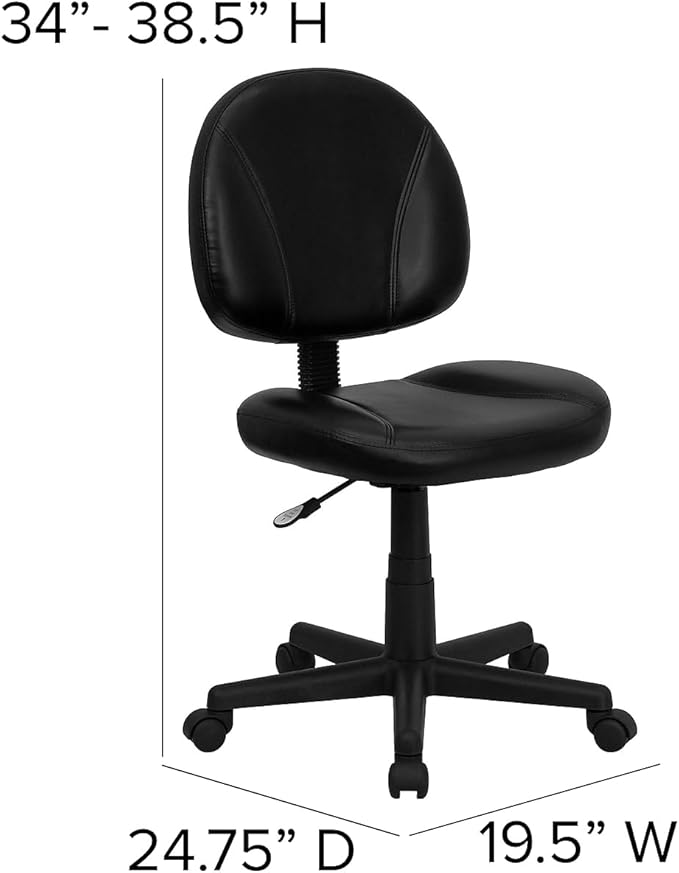 Flash Furniture Ronald Mid-Back Black LeatherSoft Swivel Ergonomic Task Office Chair with Back Depth Adjustment