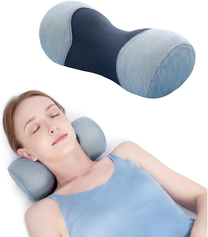 Bespilow Cervical Neck Pillow for Pain Relief - Small Cylinder Neck Roll & Round Bolster - Portable Memory Foam Traction Device for TMJ, Hump Correction, Travel & Sleeping Support,Odorless