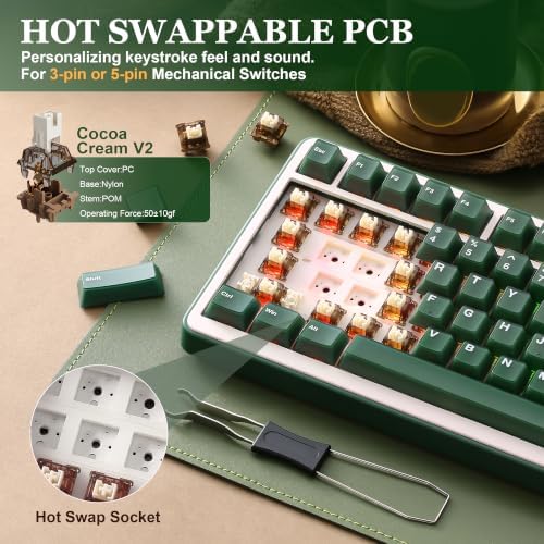 YUNZII B75 PRO 75% Wireless Mechanical Keyboard (Olive Green,CocoaV2)