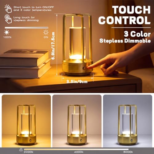 10 Pcs Portable Metal Table Lamps Bulk Cordless Table Lights Rechargeable