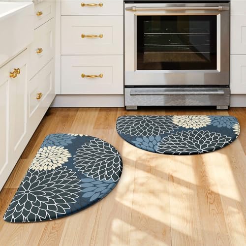 KIMODE Half Circle Kitchen Mats for Floor Cushioned Anti Fatigue Semi Round