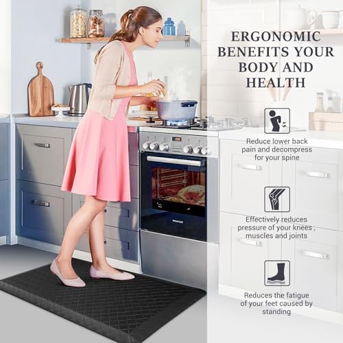 HappyTrends Kitchen Floor Mat - 4/5 Inch Thick Anti-Fatigue Kitchen Rug