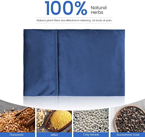 Microwave Heating Pad 8 * 12" Microwave Bean Bag Heating Pad for Neck and Shoulders, Moist Heat Pack Pillow Warm Compress for Knee, Muscles, Joints, Abdomen - Dark Blue
