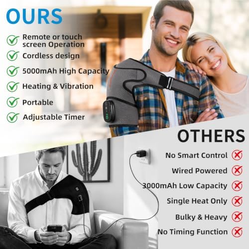 Cordless Shoulder Heating Pad, Shoulder Massager for Rotator Cuff Relief