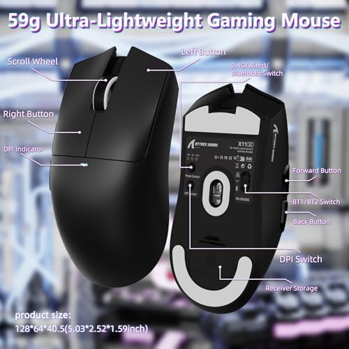 ATTACK SHARK X11 SE Tri Mode Lightweight Wireless Gaming Mouse - Black