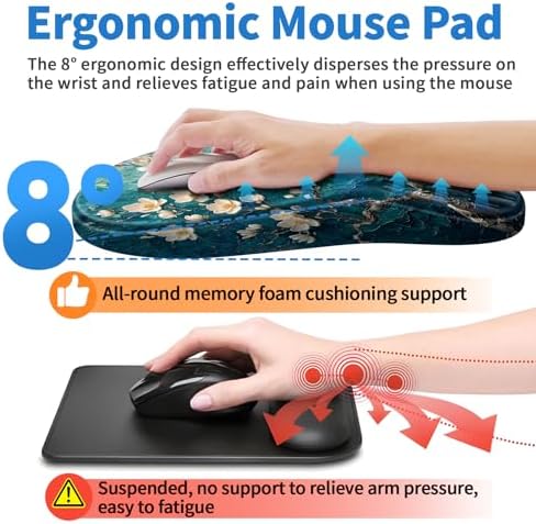 YIWEI Ergonomic Mouse Pad with Wrist Rest for Carpal Tunnel Pain Relief