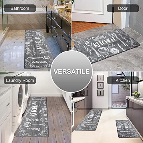 HEBE Anti Fatigue Kitchen Rugs Set of 2, Cushioned Kitchen Mats for Floor