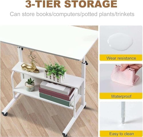 Standing Desk Height Adjustable, Stand up Desk, Easy Lift Height Computer Workstations,Home Office Study Room Portable Small Table White