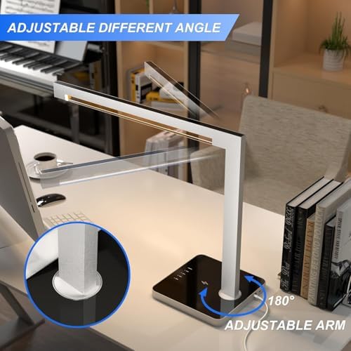 Aluminum LED Desk Lamp with Charging Station, 15W Table Lamp Work