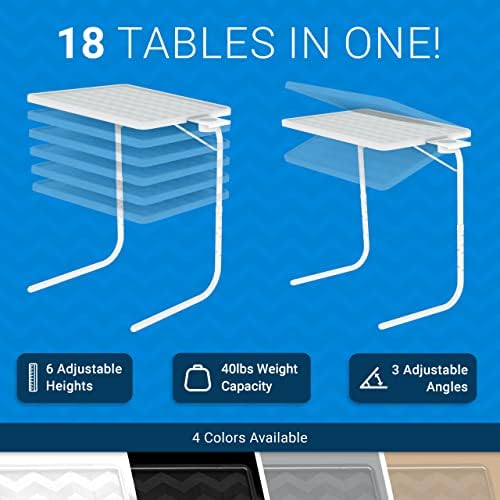 Table-Mate TV Tray Table | Portable Desk Folding Dinner Tray, Couch Table Trays for Eating Snack Food, Portable Laptop Desk, Bed Trays for Eating | Adjustable TV Trays with 3 Angles and Cup Holder