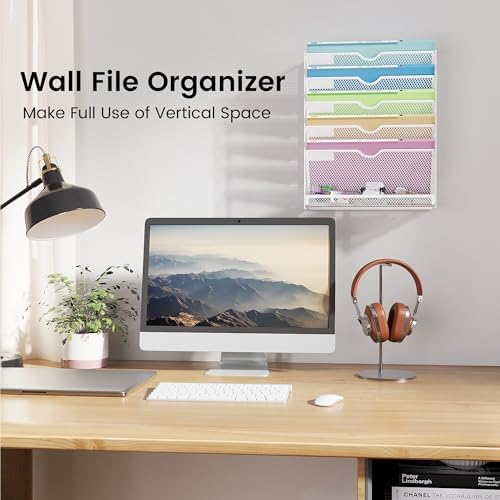 Hanging Wall File Organizer 6-Tier Wall Mount Mail Organizer