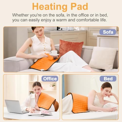 Heating Pad,Electric Heating Pads,Heating Pad for Back,Orange,24x12 Inch
